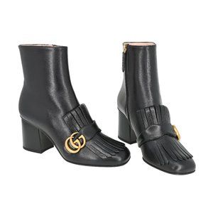 Gucci Women's 408210 GG Marmont Fringe Leather Boots